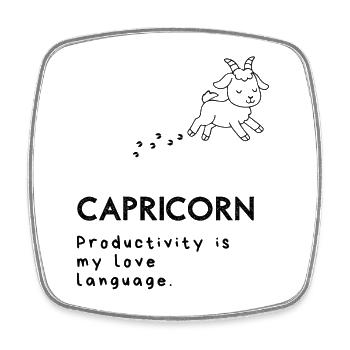 Dessin animé mignon Capricorne - Chèvre surmenée - Magnet carré - blanc - Devant