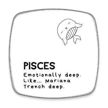 Dessin animé Poissons mignons - Poisson émotionnel - Magnet carré - blanc - Devant