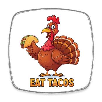 Manger des tacos Dessin animé Dinde - Magnet carré - blanc - Devant
