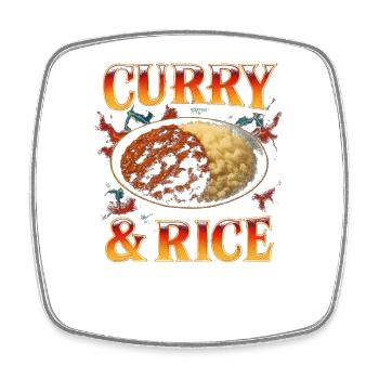 Curry and Rice Favorite Food Funny Weird 90s - Square fridge magnet - white - Front