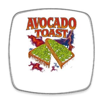 Avocado Toast Favorite Food Funny Weird 90s T - Square fridge magnet - white - Front