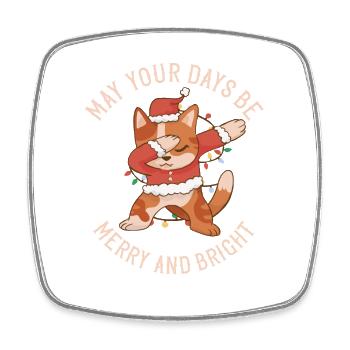 Dabbing Nikolaus Katze - Frohe Weihnachten Party  - Viereckiger Kühlschrankmagnet - Weiß - Vorne