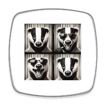 Badger Sonnenbrille Collage - Viereckiger Kühlschrankmagnet - Weiß - Vorne