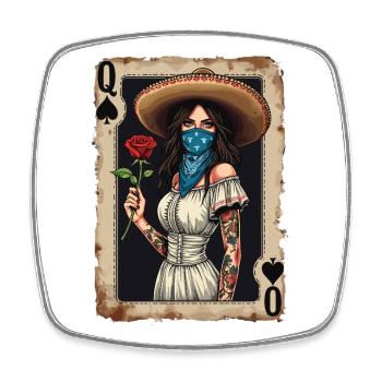 Mariachi Queen mit Rose - Viereckiger Kühlschrankmagnet - Weiß - Vorne