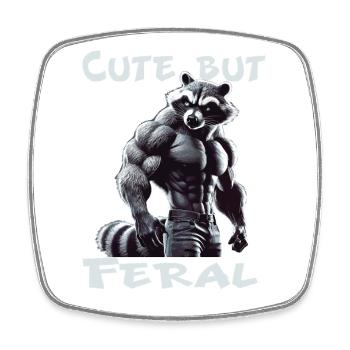 Muscle de raton laveur Feral - Magnet carré - blanc - Devant