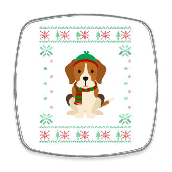 Beagle laid - Conception de chien de Noël - Magnet carré - blanc - Devant