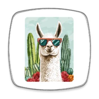 Lama - Viereckiger Kühlschrankmagnet - Weiß - Vorne