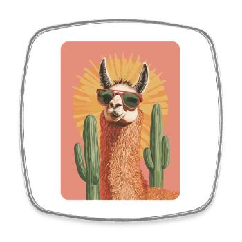 lama - Magnet carré - blanc - Devant