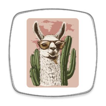 Lama - Viereckiger Kühlschrankmagnet - Weiß - Vorne