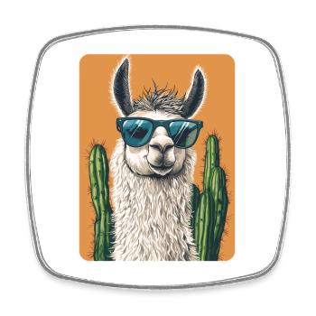 lama - Magnet carré - blanc - Devant