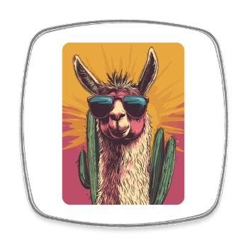 Lama - Viereckiger Kühlschrankmagnet - Weiß - Vorne