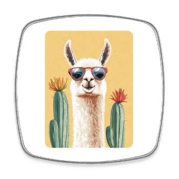 Lama - Viereckiger Kühlschrankmagnet - Weiß - Vorne