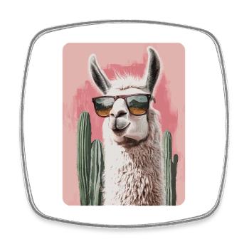 Lama - Viereckiger Kühlschrankmagnet - Weiß - Vorne