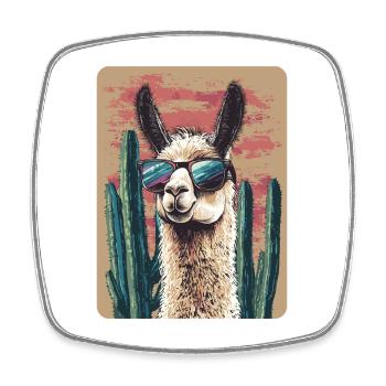 Lama - Viereckiger Kühlschrankmagnet - Weiß - Vorne
