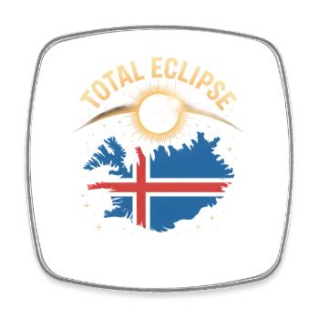 Totale Sonnenfinsternis Island 2026 - Viereckiger Kühlschrankmagnet - Weiß - Vorne