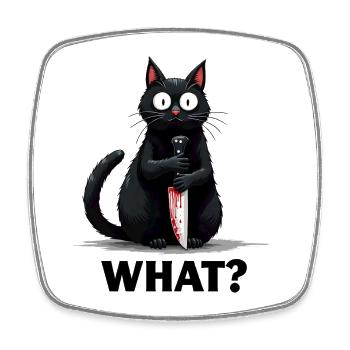 WHAT? Killer-Katze - Viereckiger Kühlschrankmagnet - Weiß - Vorne