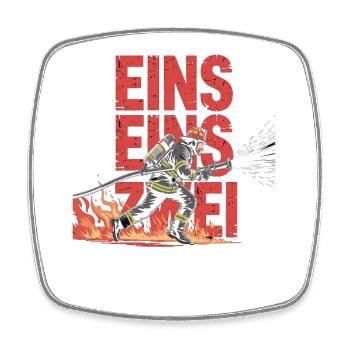 Feuerwehr Spruch – 112 Notruf Held in Aktion - Viereckiger Kühlschrankmagnet - Weiß - Vorne