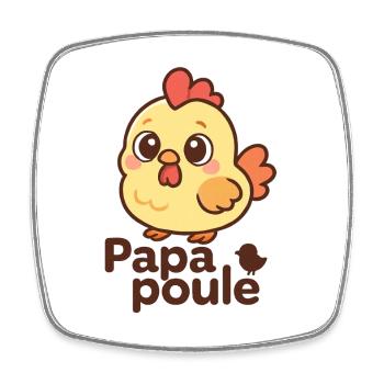 Papa Poule - Fête des Pères - Magnet carré - blanc - Devant