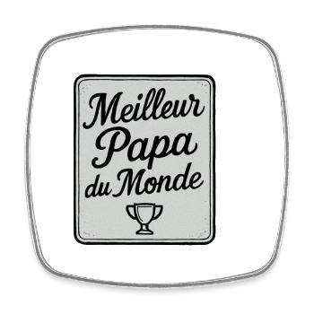 Meilleur Papa du Monde - Fête des Pères - Cadeau - Magnet carré - blanc - Devant