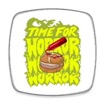 Bavarian Streetwear Halloween Leberkas Ketchup - Square fridge magnet - white - Front