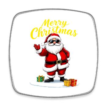 Merry Christmas Weihnachtsmann Mit Geschenken - Viereckiger Kühlschrankmagnet - Weiß - Vorne
