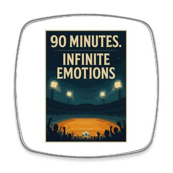 90 Minutes Infinite Emotions – Football Design - Square fridge magnet - white - Front