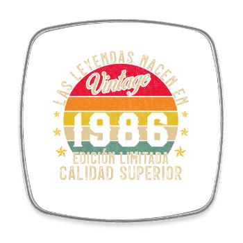 1986 Vintage Retro Birthday Gift - Square fridge magnet - white - Front