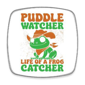 Frog Catcher Puddle Watcher Life Of A Frog - Viereckiger Kühlschrankmagnet - Weiß - Vorne