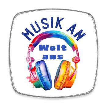 Musik an - Welt aus - Kopfhörer - Musiker Geschenk - Viereckiger Kühlschrankmagnet - Weiß - Vorne