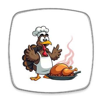 Cuisinier de dinde de Thanksgiving - Magnet carré - blanc - Devant