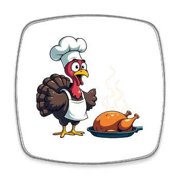 Cuisinier de dinde de Thanksgiving - Magnet carré - blanc - Devant