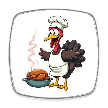 Cuisinier de dinde de Thanksgiving - Magnet carré - blanc - Devant