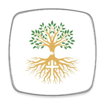 Rooted in Christ – Baum & Kreuz Glaube - Viereckiger Kühlschrankmagnet - Weiß - Vorne
