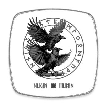 Vegvisir Hugin & Munin die Raben von Odin Wikinger - Viereckiger Kühlschrankmagnet - Weiß - Vorne