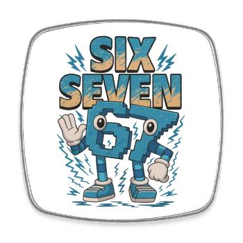 Kinder Meme 67 Six Seven 6 7 Italienisches Brainrot Shirt - Viereckiger Kühlschrankmagnet - Weiß - Vorne