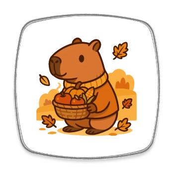 Capybara Harvest – Herbstliche Gemütlichkeit - Viereckiger Kühlschrankmagnet - Weiß - Vorne