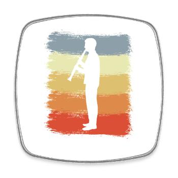 Croquis de clarinettiste vintage - Magnet carré - blanc - Devant