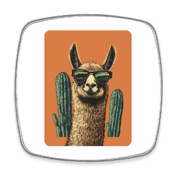 lama - Magnet carré - blanc - Devant
