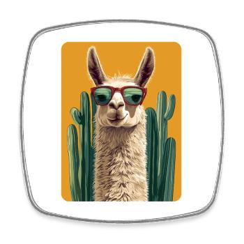 Lama - Viereckiger Kühlschrankmagnet - Weiß - Vorne