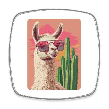 lama - Magnet carré - blanc - Devant