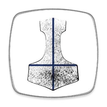 Thorhammer Finlande – Viking Nordic Design - Magnet carré - blanc - Devant