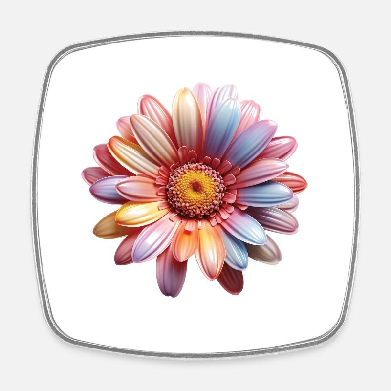 Rainbow Daisies – Colorful Flower Power - Square fridge magnet - white