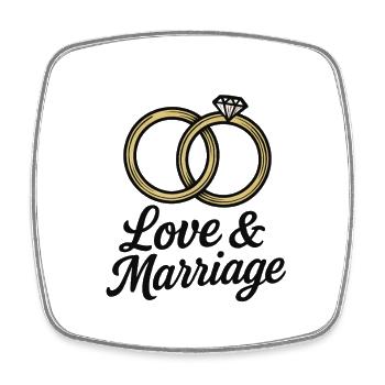 Alliances Amour et Mariage - Love & Marriage - Magnet carré - blanc - Devant