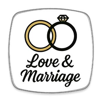 Alliances Amour et Mariage - Love & Marriage - Magnet carré - blanc - Devant