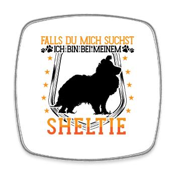 Sheltie mich suchen Shetland Sheepdog - Viereckiger Kühlschrankmagnet - Weiß - Vorne