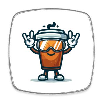 Kaffeebecher mit Skibrille - Viereckiger Kühlschrankmagnet - Weiß - Vorne
