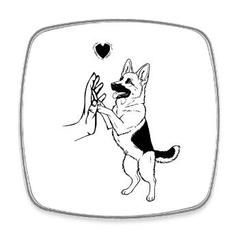 German Shepherd Love Dog Art - Square fridge magnet - white - Front