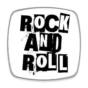 Rock'n'Roll ausgeschnitten Typografie Design - Viereckiger Kühlschrankmagnet - Weiß - Vorne