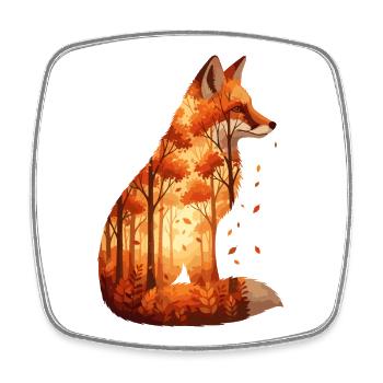 Cozy Autumn Fox Design - Nature & Forest - Square fridge magnet - white - Front