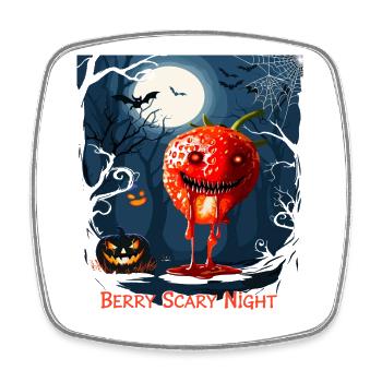 Halloween Zombie Erdbeere  - Viereckiger Kühlschrankmagnet - Weiß - Vorne